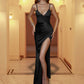 Slim Fit Solid Sexy Split Dress.