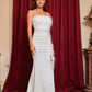 Hannah Feather Trims High Slit Sexy Evening Dress