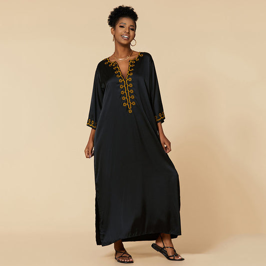 Hazel Silky Embroidered Kaftan
