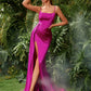Solid Color Sexy Fitted High Slit Gown