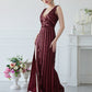 Burgundy Elegant Sequined Formal Gown