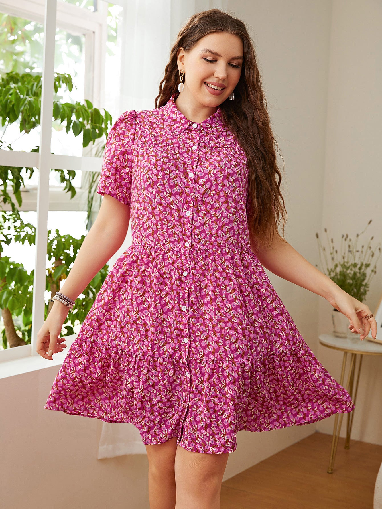 Pink Floral Day to Night Shirt Dress