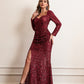 Mayuri Long Sleeve Sequined Evening Gown