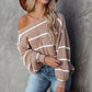 Striped Lantern Sleeve Sweater