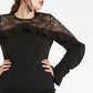 Plus Size Dress with Ruffle Trims and Lace Shoulder