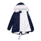 Mid-Length Fleece Lined Coat with Fur Collar