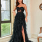 Plus Size Lace Mesh Tube Top Sexy Evening Dress