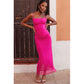 Fuchsia Pink Mesh Maxi Dress