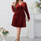 Dark Red V neck High Waist Dress