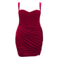 Curvy Sexy Velvet Boning Corset Ruffle Hip Strap Dress