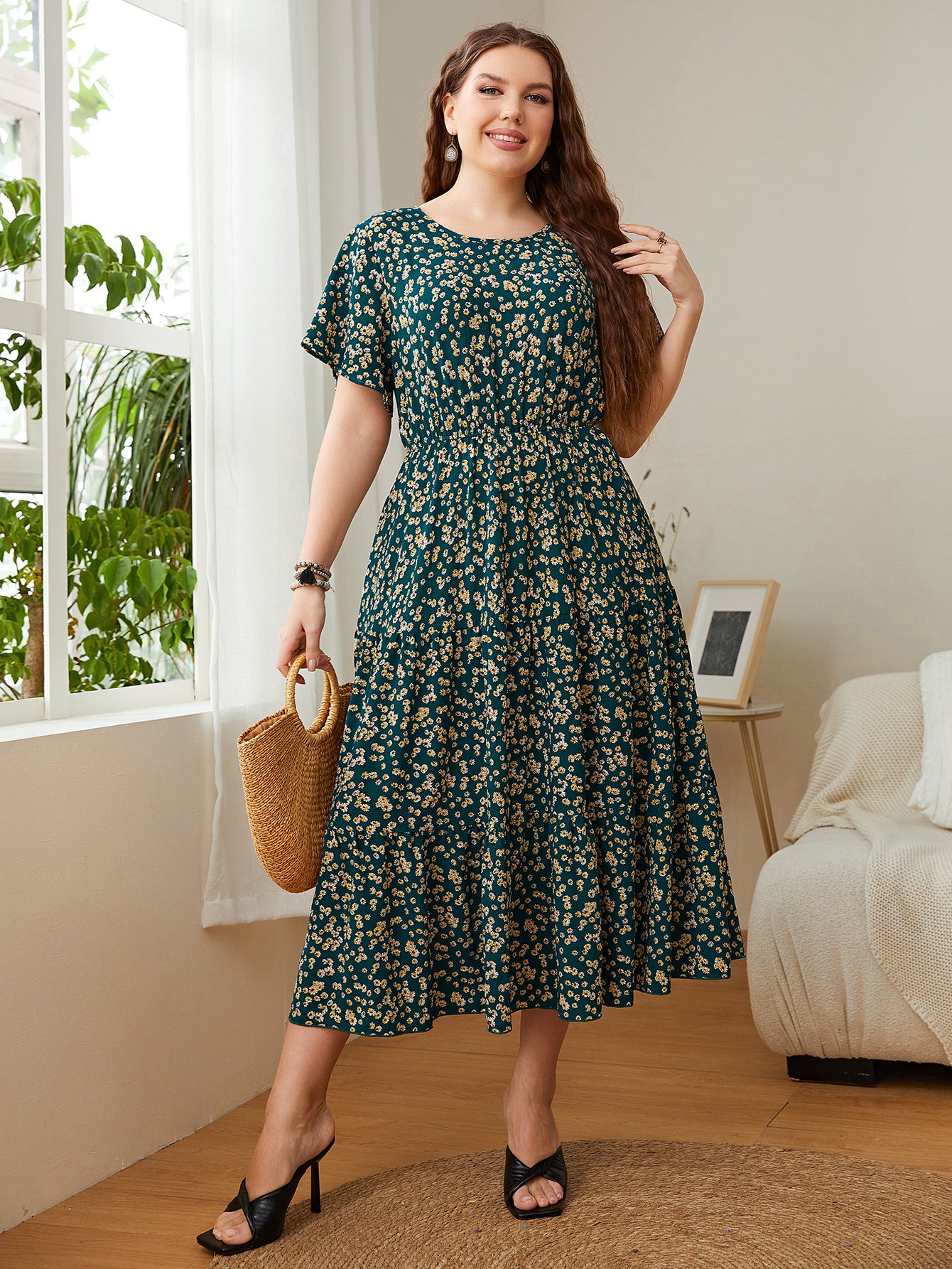 Casual Short Sleeves Floral Print Dress