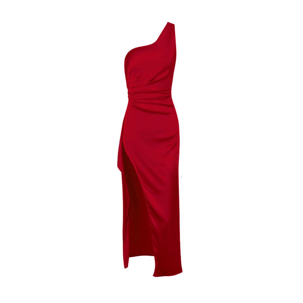Nikki One Shoulder High Slit Maxi Dress