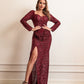 Mayuri Long Sleeve Sequined Evening Gown