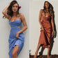 Sexy Sling Solid Color Maxi Dress