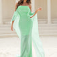 Lindsey Green Solid Chiffon Dress