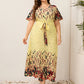 Kendra Plus Size Printed V-neck Lace up Dess