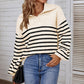 Stripe Polo Collar Sweater
