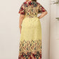 Kendra Plus Size Printed V-neck Lace up Dess