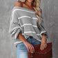 Striped Lantern Sleeve Sweater