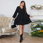 Elegant V neck Lantern Sleeve Plus Size Dress