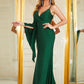 Green V Neck Fitted Gown