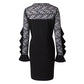 Plus Size Dress with Ruffle Trims and Lace Shoulder
