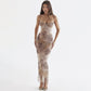 Mesh Floral Print Night Out Dress