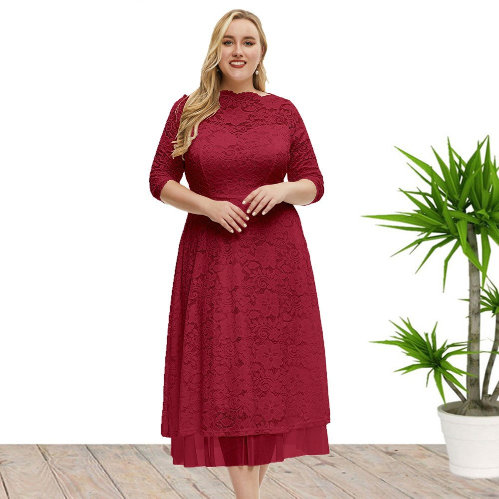 formal dresses in lubbock texas Elegant Semi Formal Midi Lace Dress – Something She Likes Wholesale main image 1
