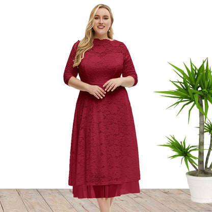 Elegant Semi Formal Midi Lace Dress