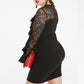 Plus Size Dress with Ruffle Trims and Lace Shoulder
