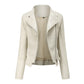 Faux Leather Collared Slim-Fit Jacket