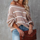Striped Lantern Sleeve Sweater