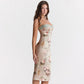 Gene Open Back Sheath High Waist Midi Dress