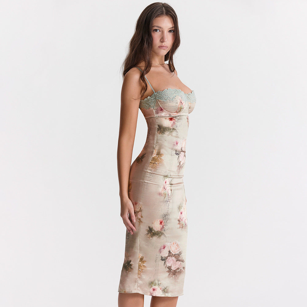 Gene Open Back Sheath High Waist Midi Dress