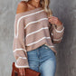Striped Lantern Sleeve Sweater
