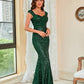 Audrey Elegant Green Sequined Evening Gown
