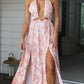 Printed Halter Type Pink Dress