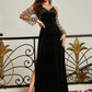 Viola Sexy Velvet Mesh Sleeves Ball Gown