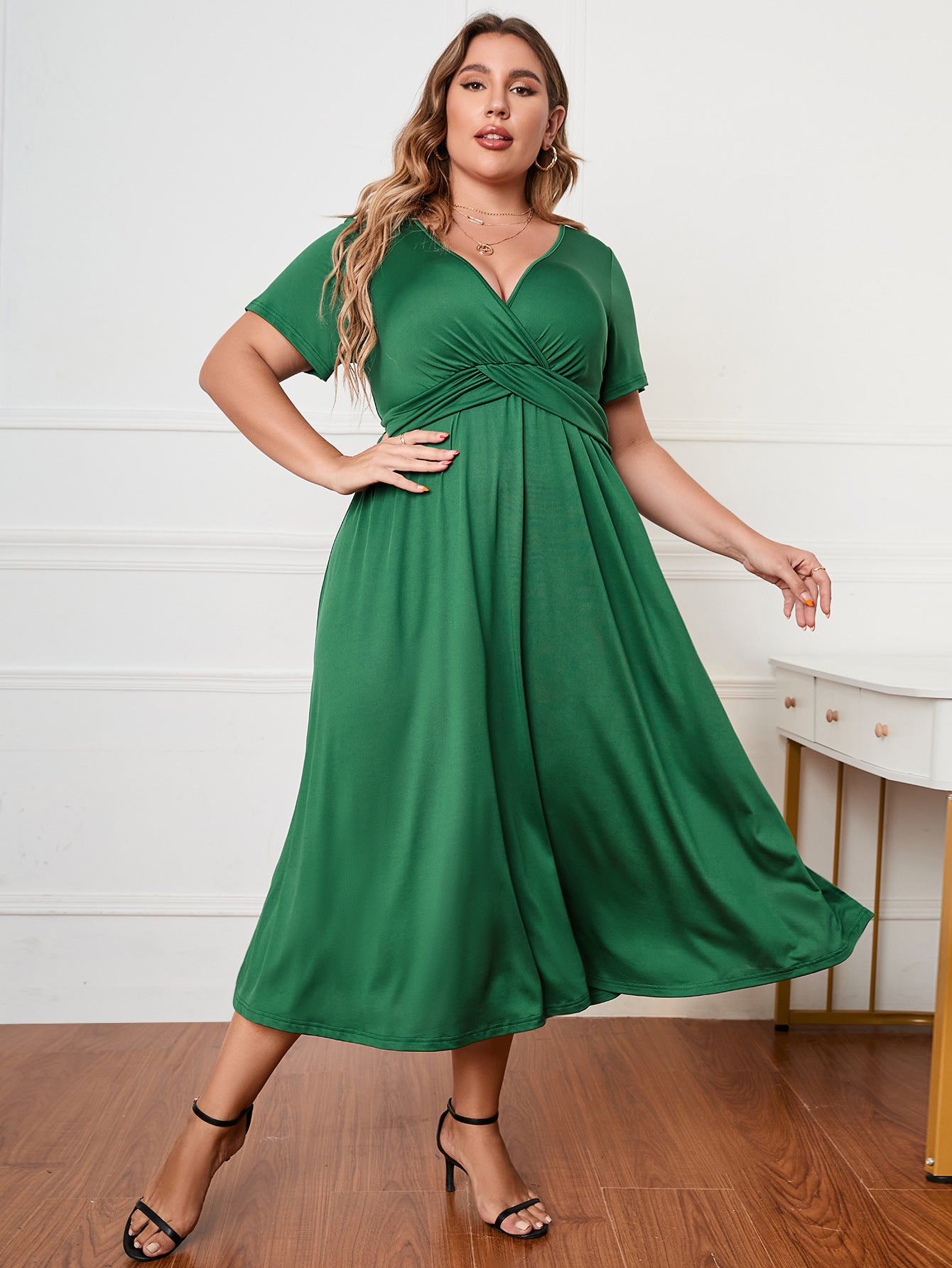 Semi Formal Green V Neck Plus Size Dress Something She Likes Wholesale Semi Formal Green V Neck Plus Size Dress Something She Likes Wholesale