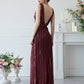 Burgundy Elegant Sequined Formal Gown