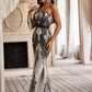 One Shoulder Sequined Embellished Gown