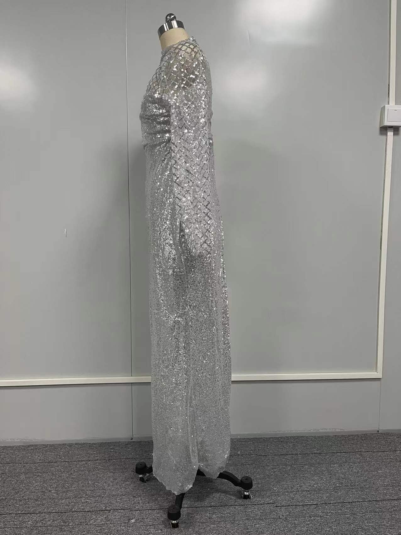 Evora Cutout Off-Shoulder Sequined Evening Dress