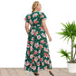 Plus Size Short Sleeve Floral Print Slit Dress