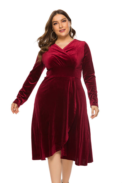 Semi Formal Velvet Long Sleeves Dress