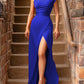 Mandy High Slit Sexy Solid Fitted Evening Gown