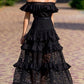 Wendy Ruffled Cutout Wide Hem Lace Dress