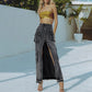 Anita Sexy Long Front Slit Denim Skirt