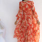 Casual Printed Long Sleeve V Neck Maxi Dress