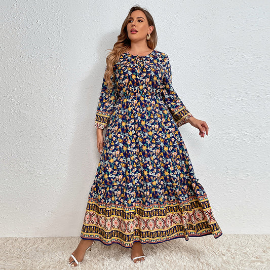 Cotton Linen Floral Casual Dress