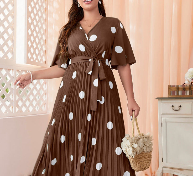 Polka Dot Pleated Dress
